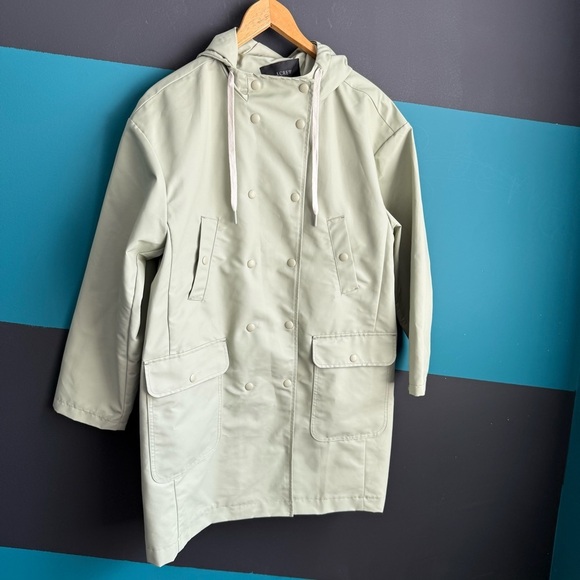 J Crew Green Double-breasted raincoat size MP - Picture 6 of 16